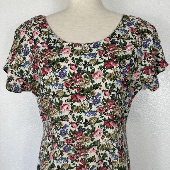 Vintage 90s Y2K All That Jazz Dress Midi Size 9/10 Floral Cottagecore Peasant - Picture 4 of 13